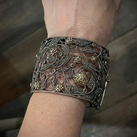 Judith Jack 90g Museum Piece- Sterling and 14kg Rose Cuff- one of a kind Elite